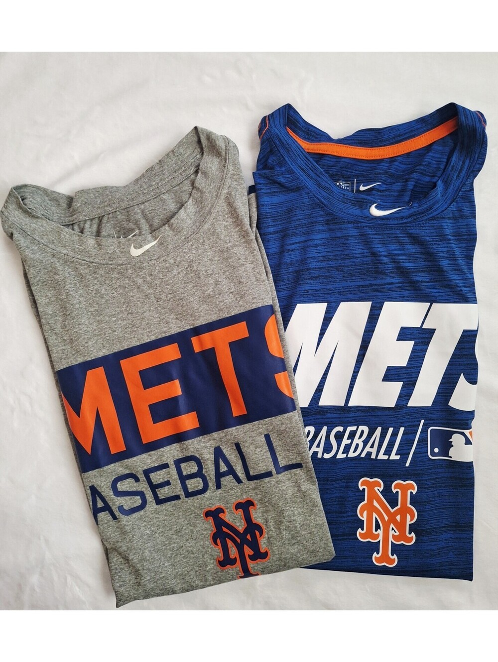 Nike MLB New York Mets Short Sleeve T-Shirts Blue/Gray Bundle of 2